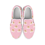 Cute Polka Dot Baby Bear Pattern Print White Slip On Shoes