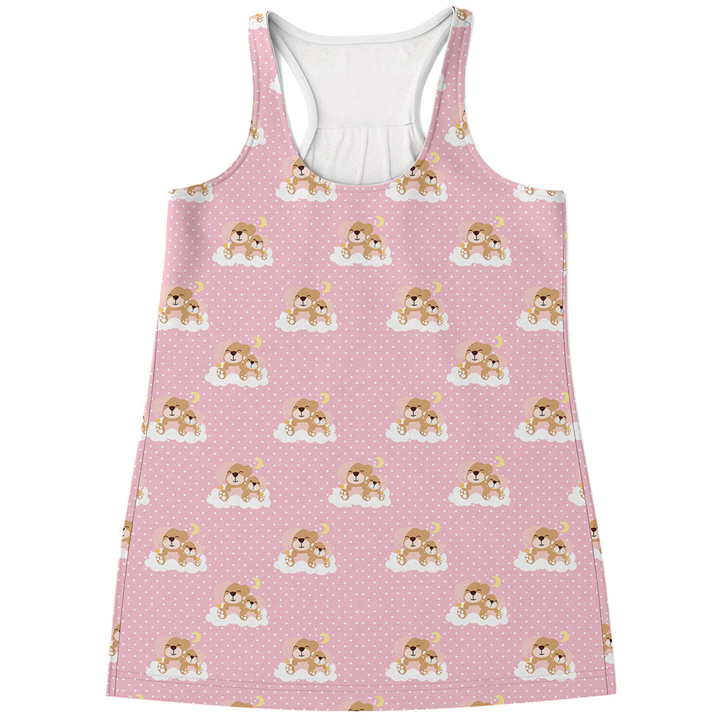 Cute Polka Dot Baby Bear Pattern Print Women's Racerback Tank Top