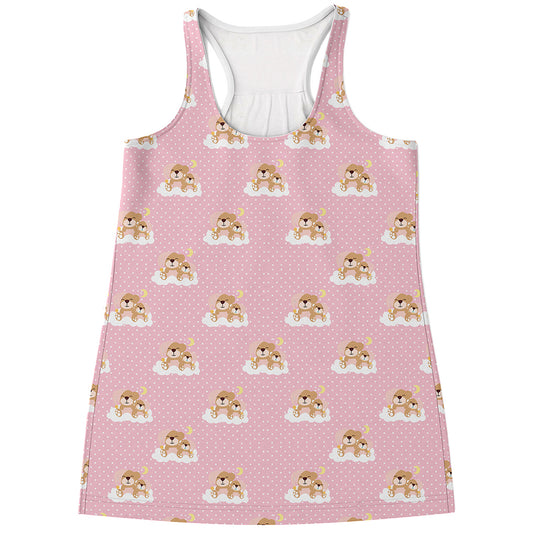 Cute Polka Dot Baby Bear Pattern Print Women's Racerback Tank Top