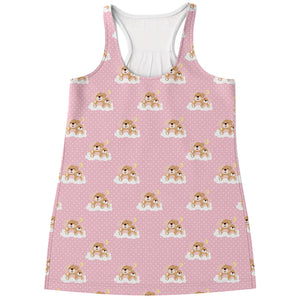 Cute Polka Dot Baby Bear Pattern Print Women's Racerback Tank Top