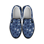 Cute Polka Dot Denim Jeans Pattern Print Black Slip On Shoes