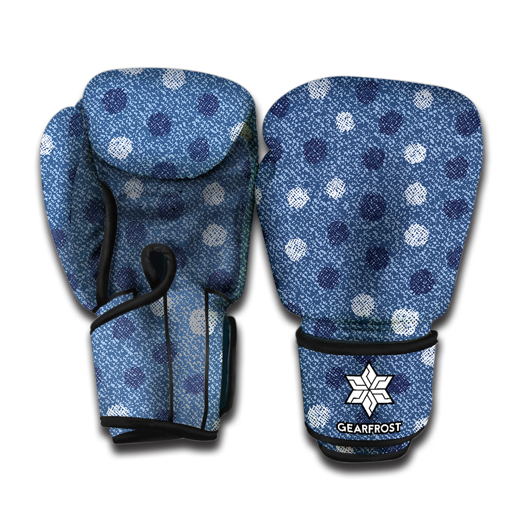 Cute Polka Dot Denim Jeans Pattern Print Boxing Gloves