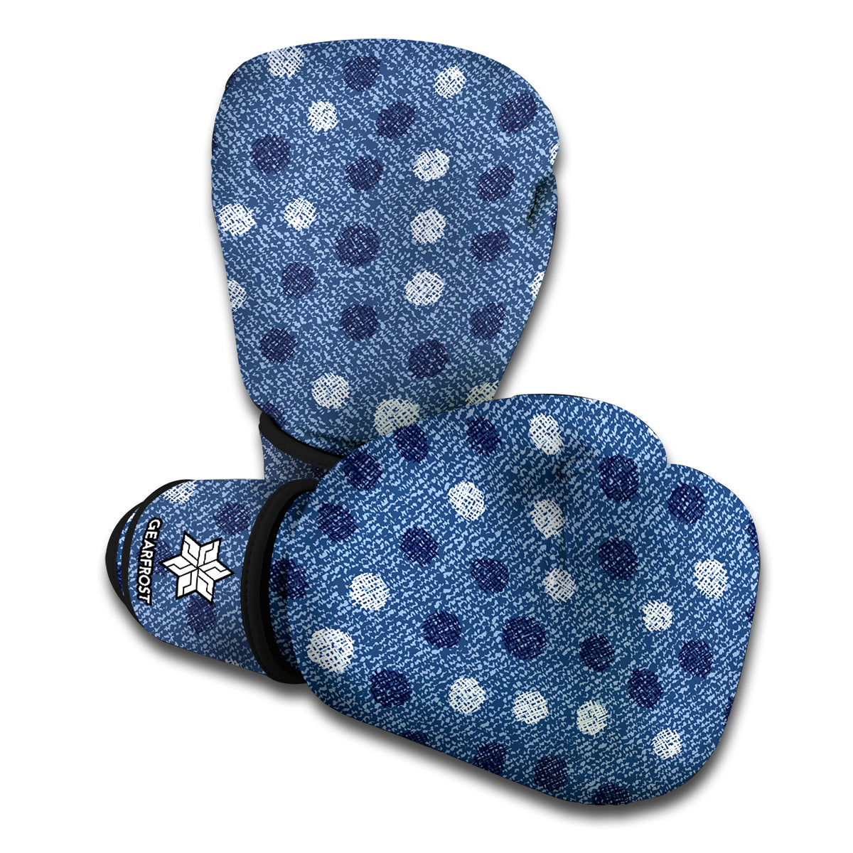 Cute Polka Dot Denim Jeans Pattern Print Boxing Gloves