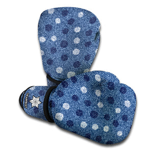 Cute Polka Dot Denim Jeans Pattern Print Boxing Gloves