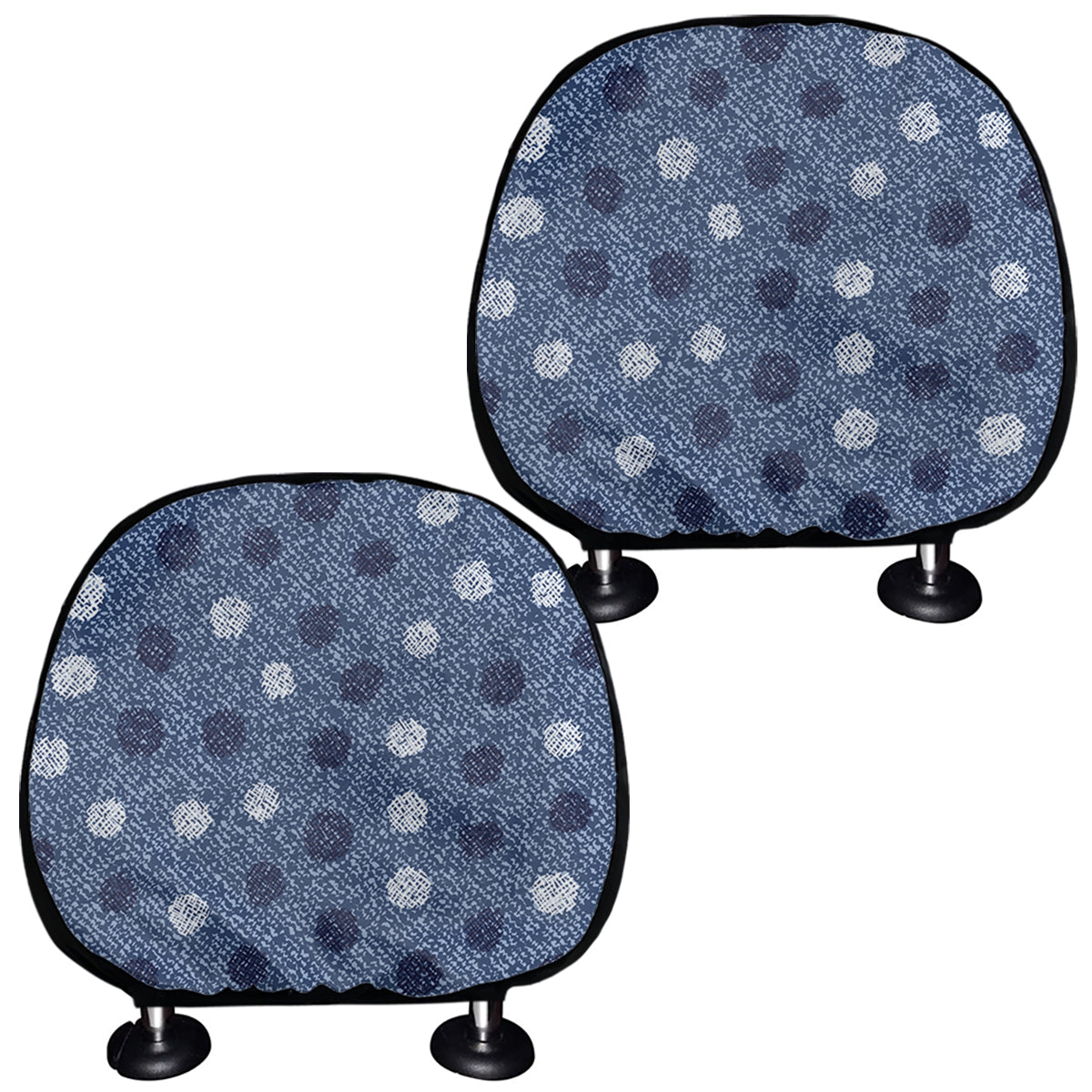 Cute Polka Dot Denim Jeans Pattern Print Car Headrest Covers