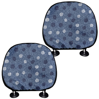 Cute Polka Dot Denim Jeans Pattern Print Car Headrest Covers
