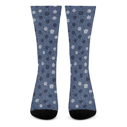 Cute Polka Dot Denim Jeans Pattern Print Crew Socks