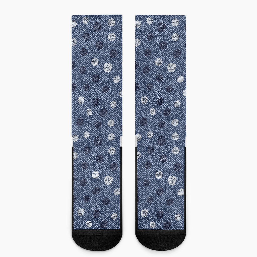 Cute Polka Dot Denim Jeans Pattern Print Crew Socks