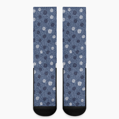 Cute Polka Dot Denim Jeans Pattern Print Crew Socks