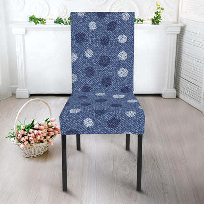 Cute Polka Dot Denim Jeans Pattern Print Dining Chair Slipcover