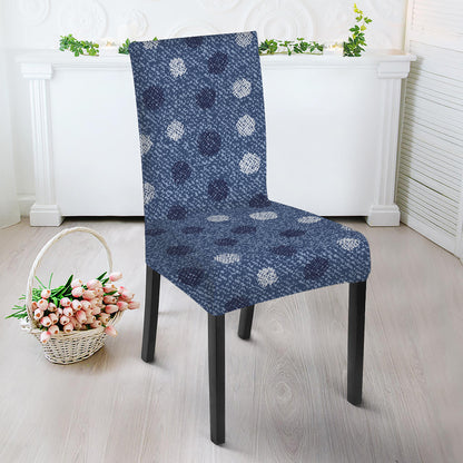 Cute Polka Dot Denim Jeans Pattern Print Dining Chair Slipcover