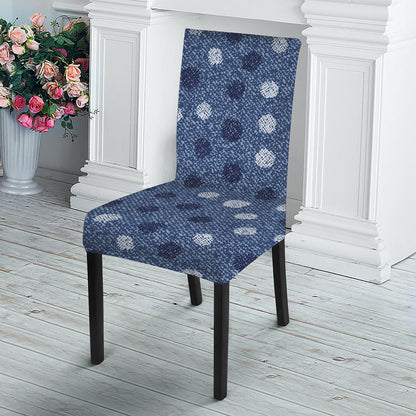 Cute Polka Dot Denim Jeans Pattern Print Dining Chair Slipcover