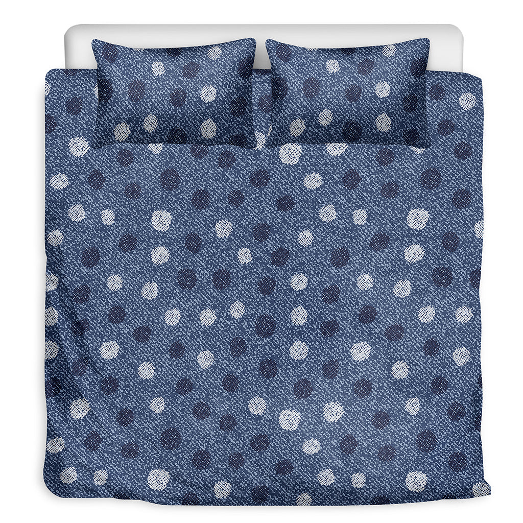 Cute Polka Dot Denim Jeans Pattern Print Duvet Cover Bedding Set