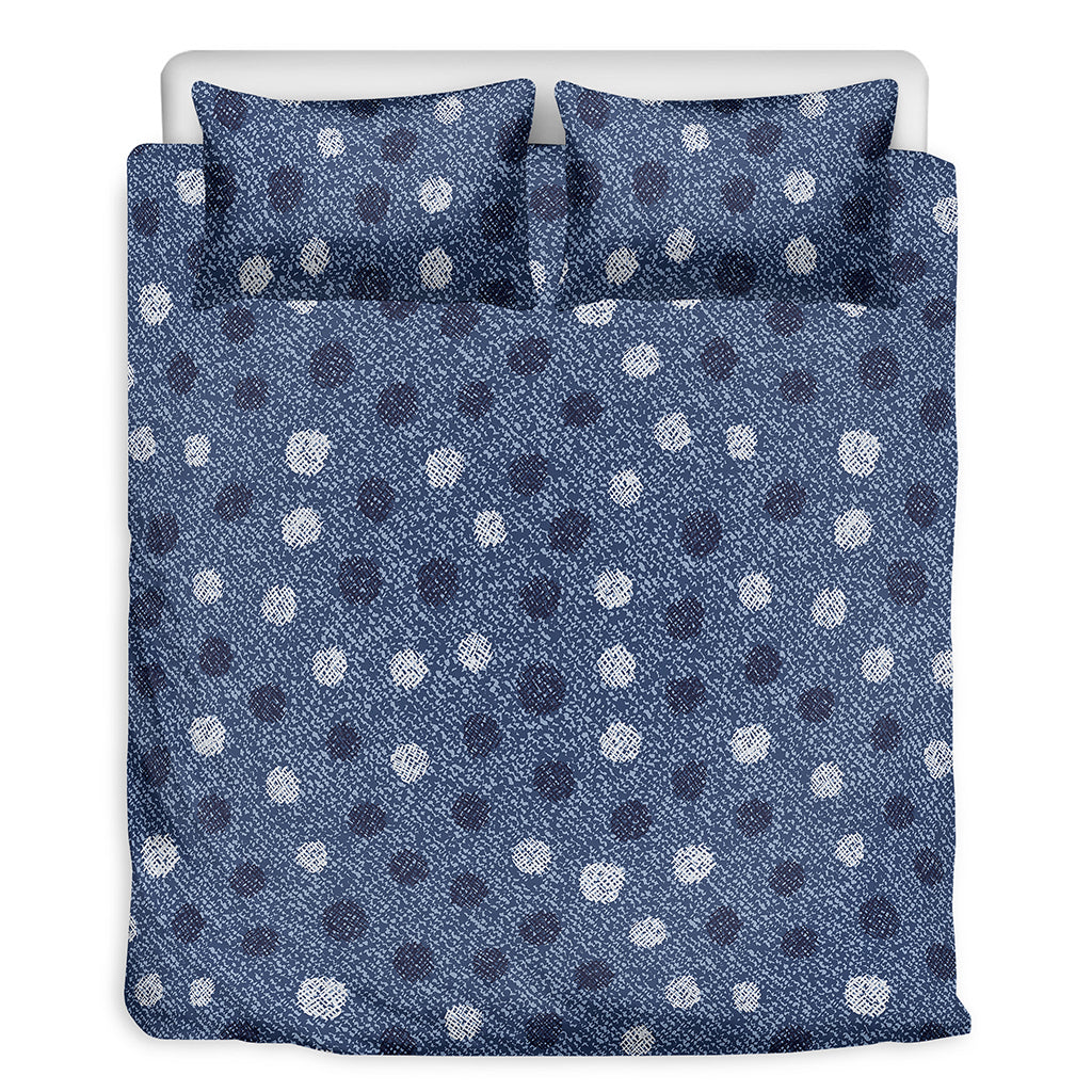 Cute Polka Dot Denim Jeans Pattern Print Duvet Cover Bedding Set