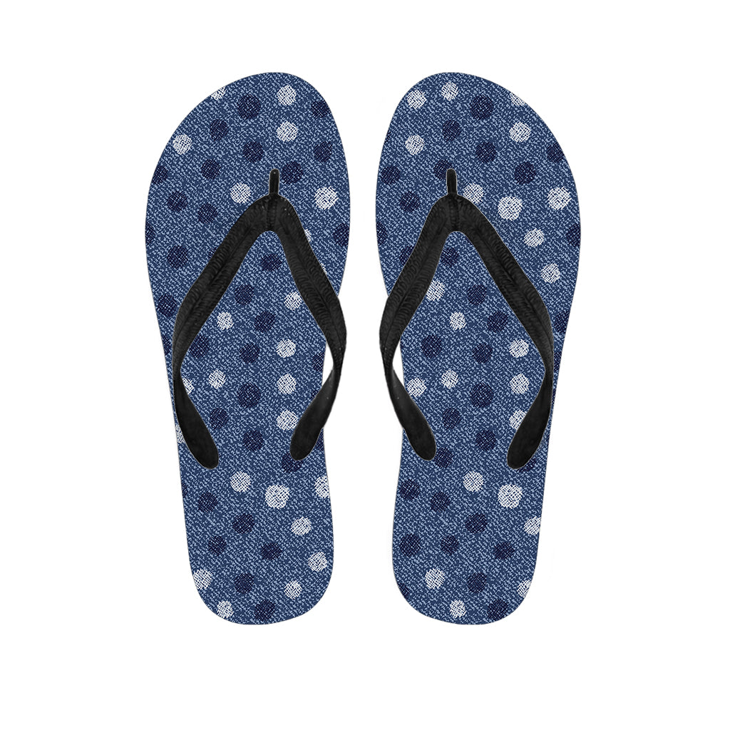 Cute Polka Dot Denim Jeans Pattern Print Flip Flops