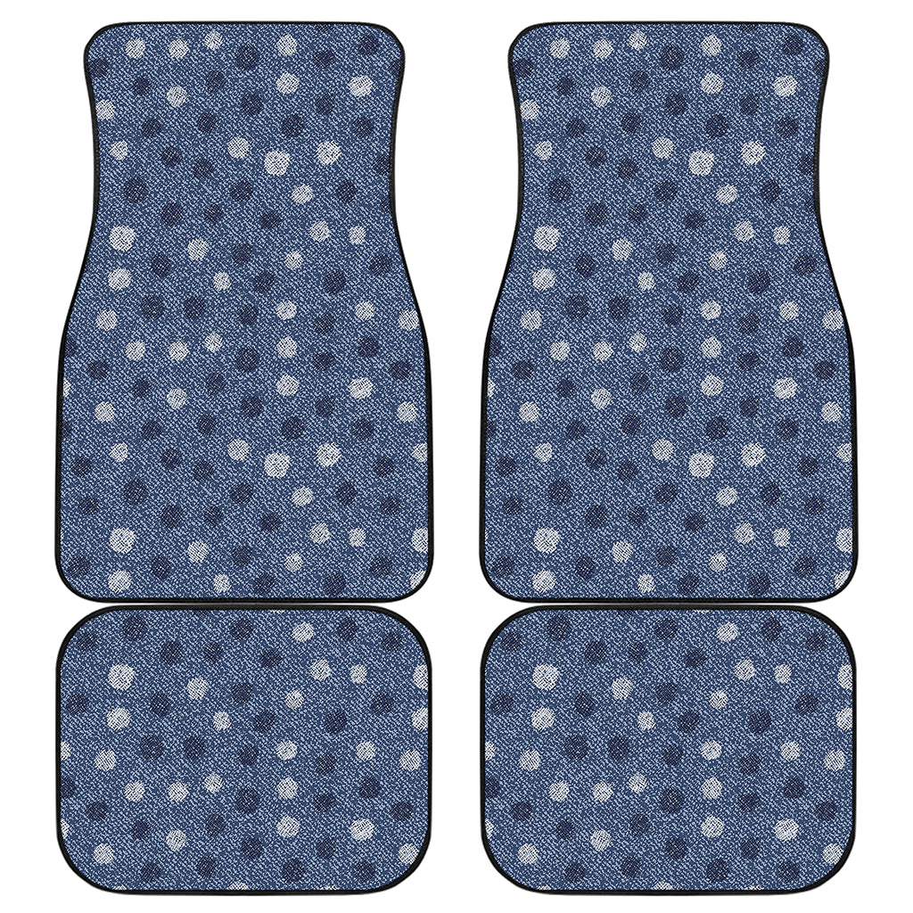 Cute Polka Dot Denim Jeans Pattern Print Front and Back Car Floor Mats