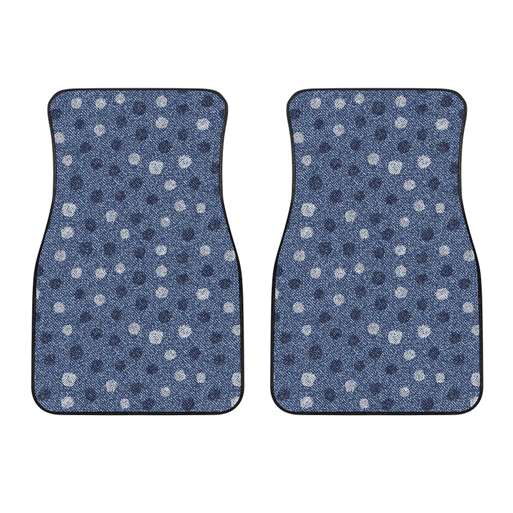 Cute Polka Dot Denim Jeans Pattern Print Front Car Floor Mats