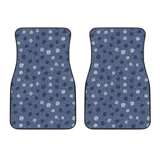 Cute Polka Dot Denim Jeans Pattern Print Front Car Floor Mats