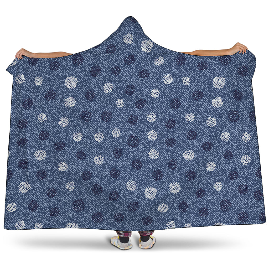 Cute Polka Dot Denim Jeans Pattern Print Hooded Blanket