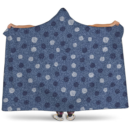 Cute Polka Dot Denim Jeans Pattern Print Hooded Blanket