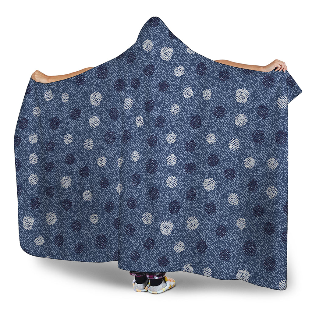 Cute Polka Dot Denim Jeans Pattern Print Hooded Blanket