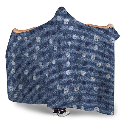 Cute Polka Dot Denim Jeans Pattern Print Hooded Blanket
