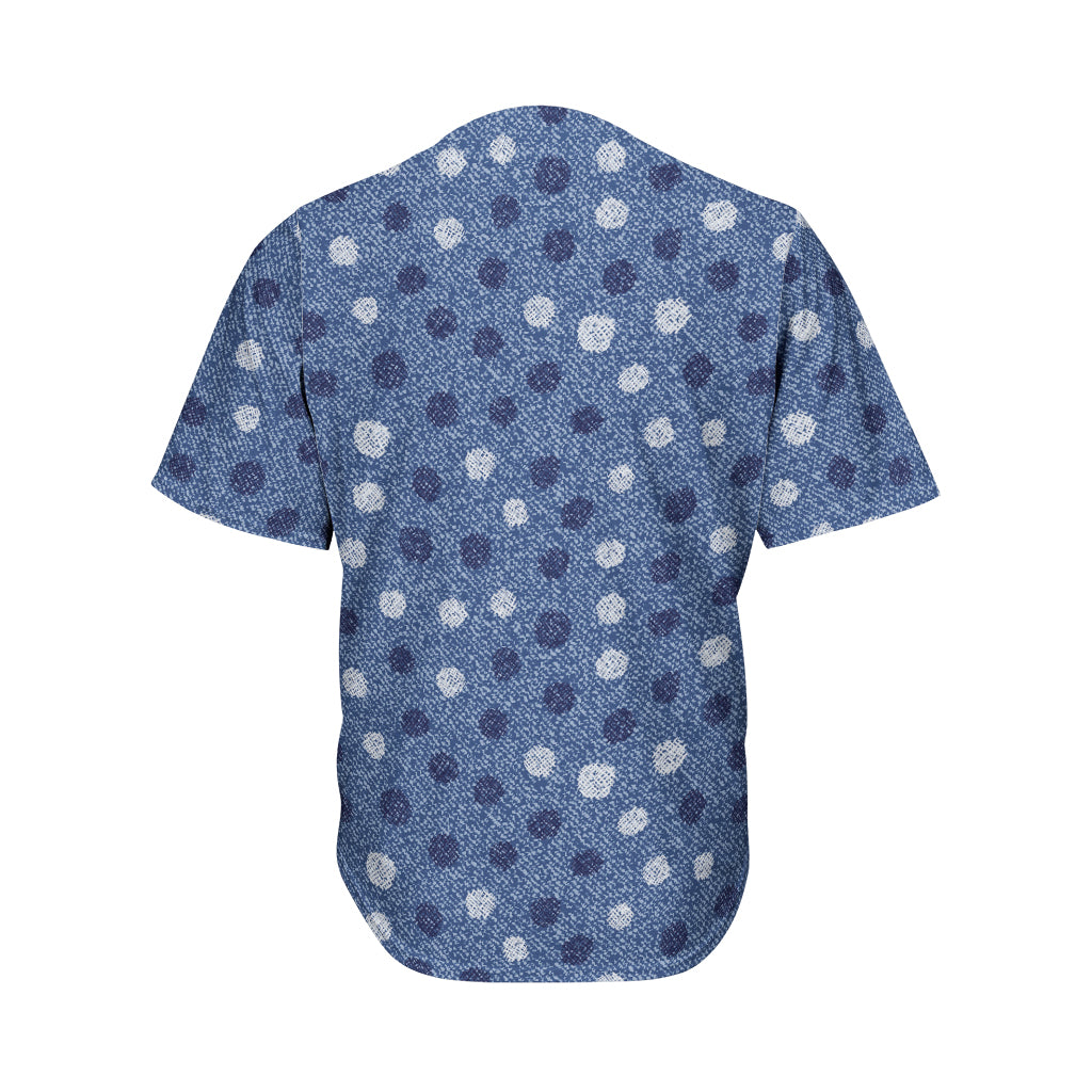 Cute Polka Dot Denim Jeans Pattern Print Men's Baseball Jersey