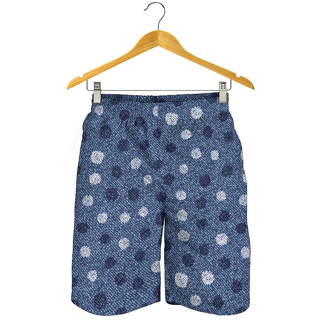 Cute Polka Dot Denim Jeans Pattern Print Men's Shorts