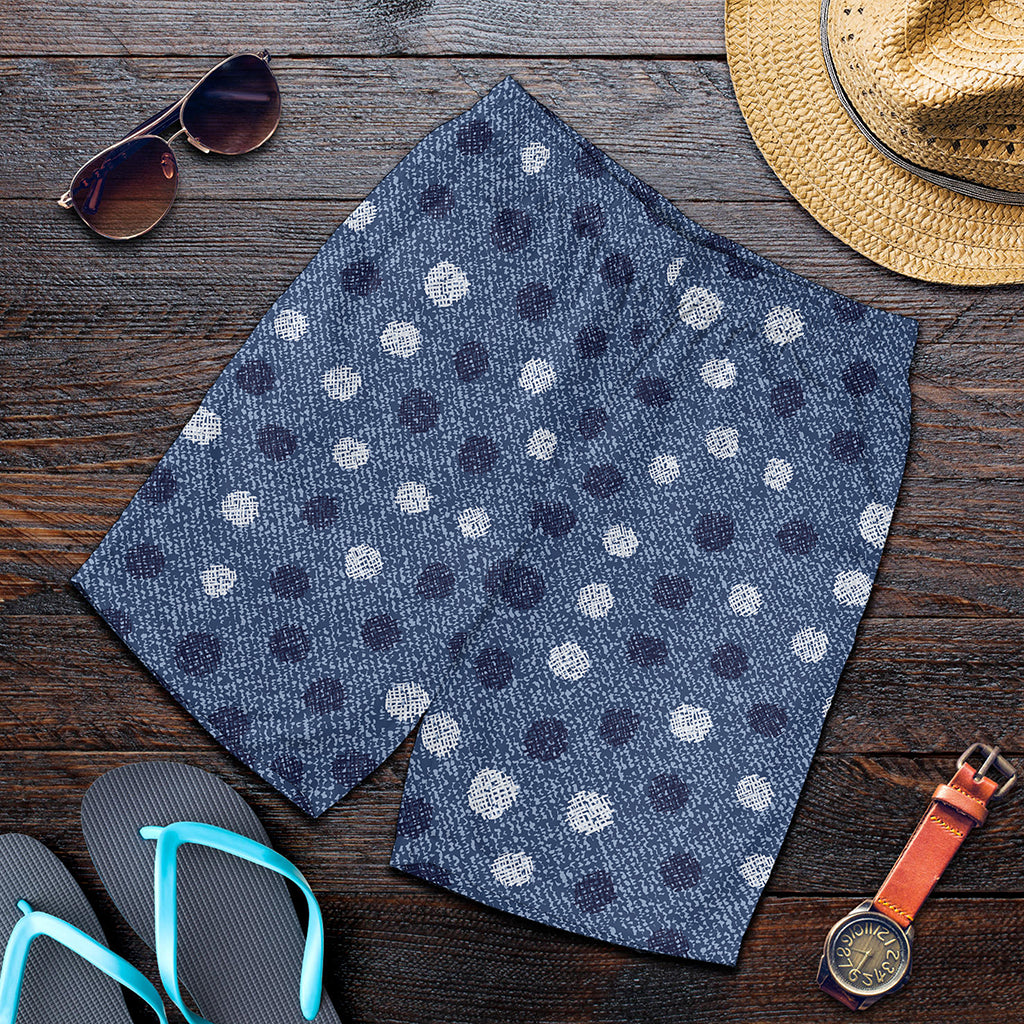 Cute Polka Dot Denim Jeans Pattern Print Men's Shorts