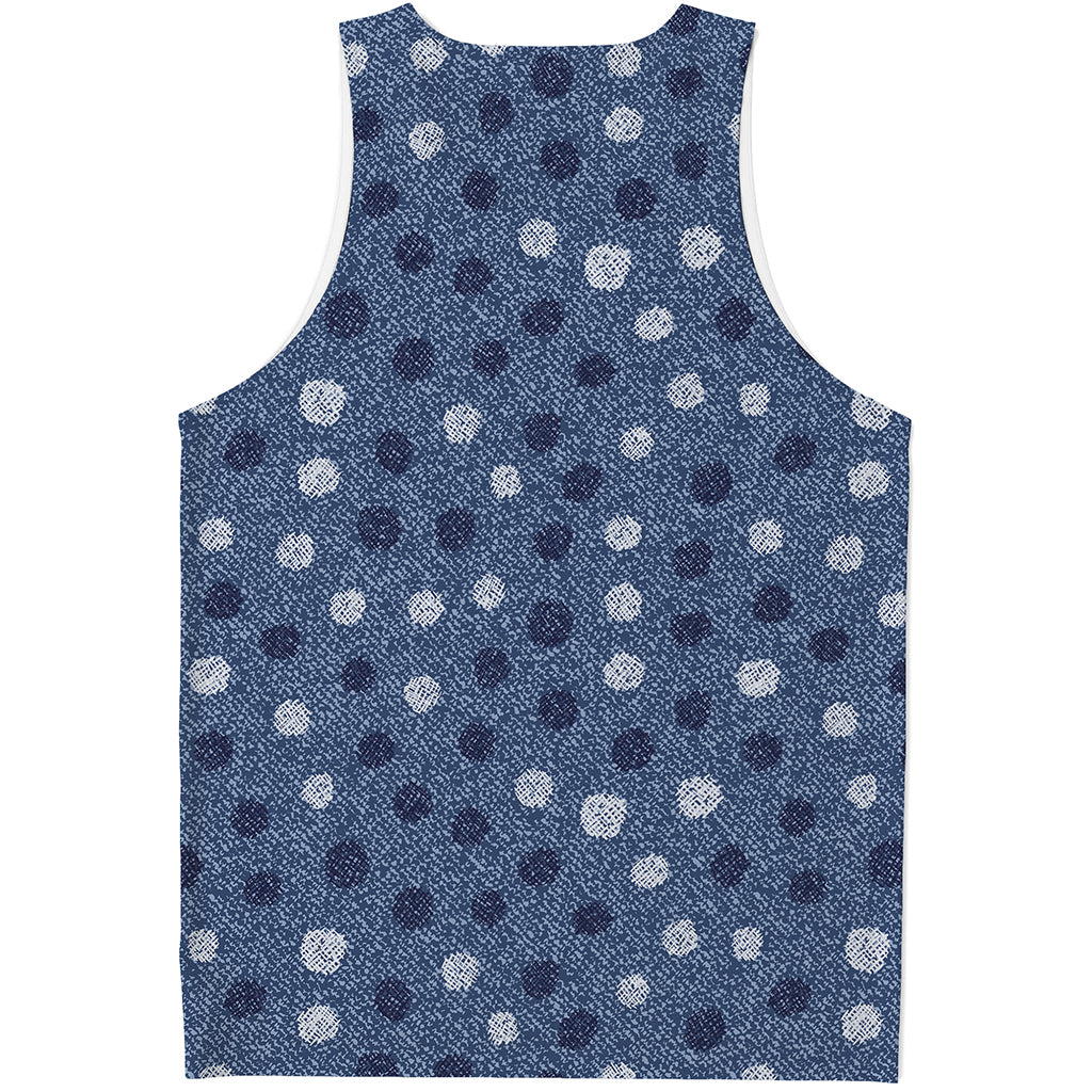 Cute Polka Dot Denim Jeans Pattern Print Men's Tank Top