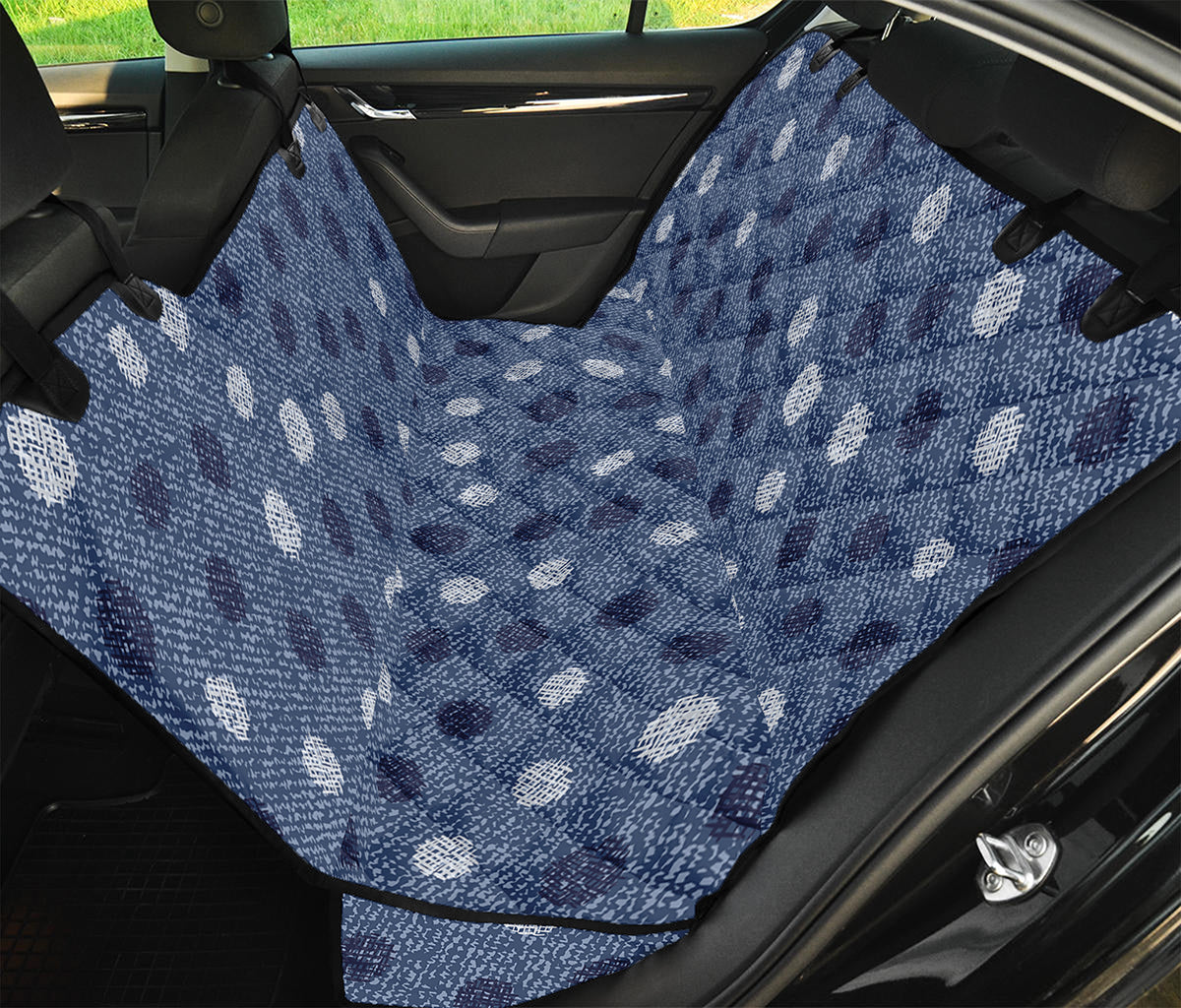 Cute Polka Dot Denim Jeans Pattern Print Pet Car Back Seat Cover