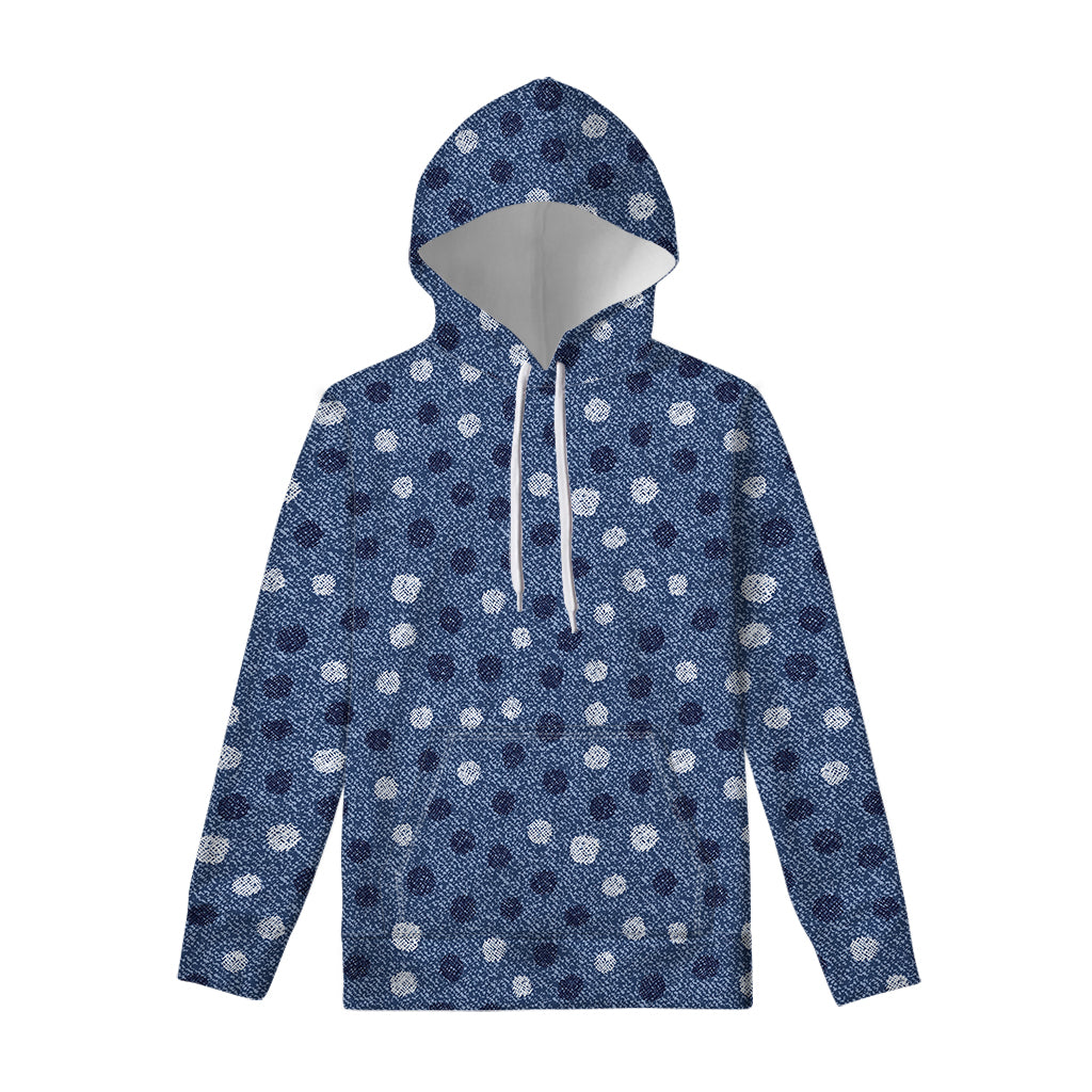 Cute Polka Dot Denim Jeans Pattern Print Pullover Hoodie