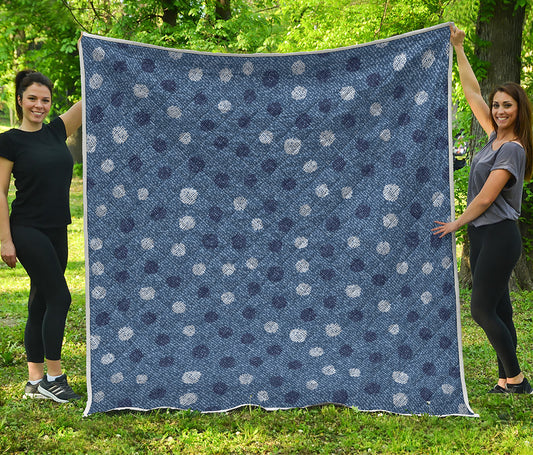 Cute Polka Dot Denim Jeans Pattern Print Quilt