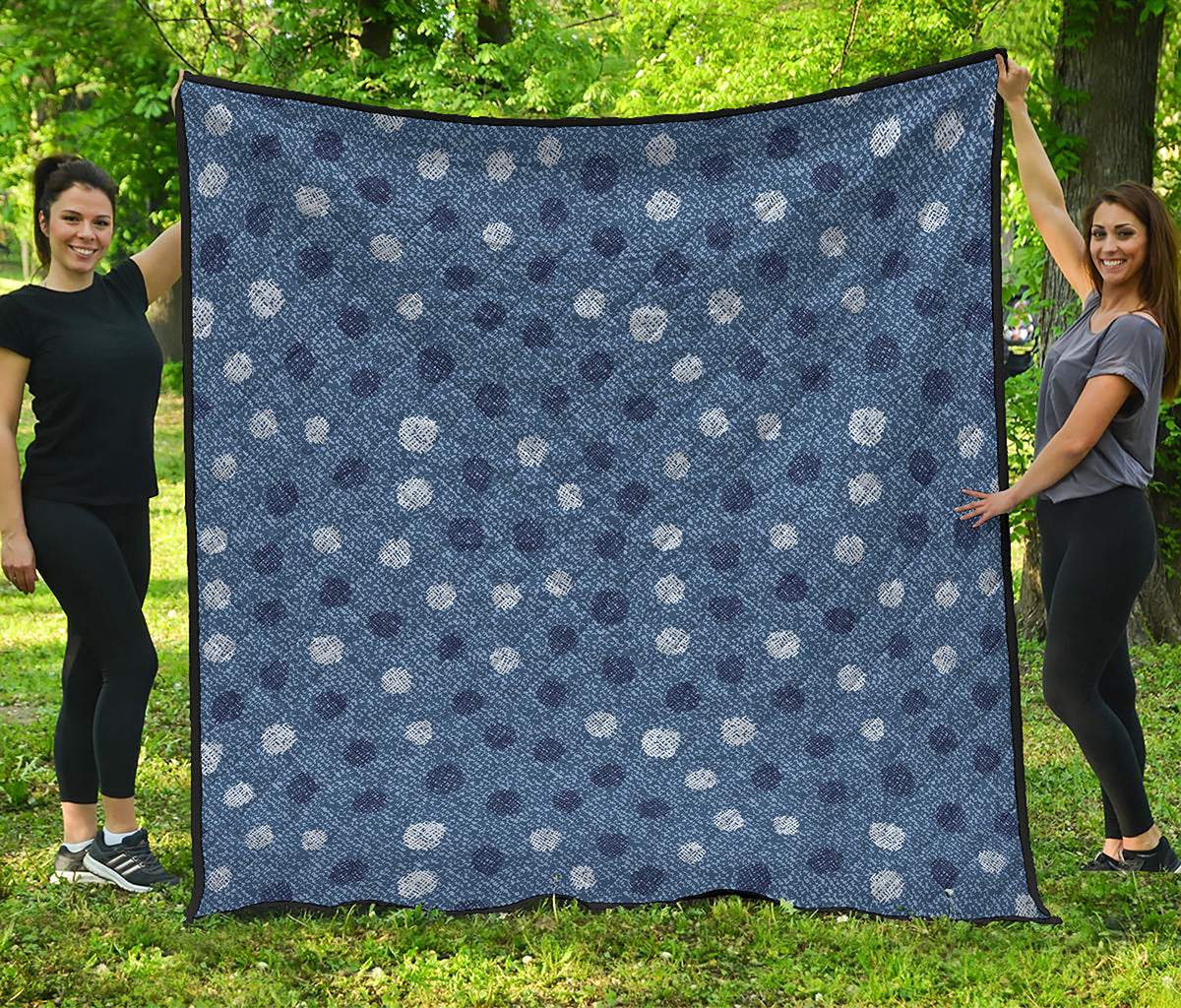 Cute Polka Dot Denim Jeans Pattern Print Quilt