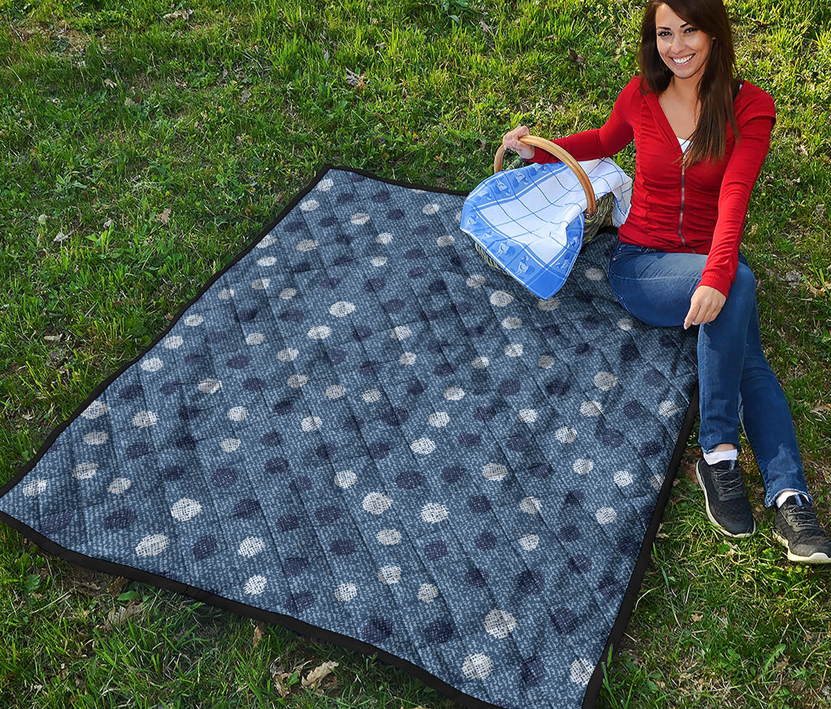 Cute Polka Dot Denim Jeans Pattern Print Quilt