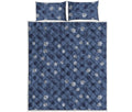 Cute Polka Dot Denim Jeans Pattern Print Quilt Bed Set
