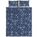 Cute Polka Dot Denim Jeans Pattern Print Quilt Bed Set
