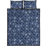 Cute Polka Dot Denim Jeans Pattern Print Quilt Bed Set