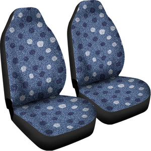 Cute Polka Dot Denim Jeans Pattern Print Universal Fit Car Seat Covers