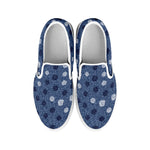 Cute Polka Dot Denim Jeans Pattern Print White Slip On Shoes