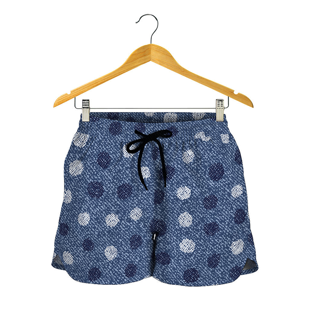 Cute Polka Dot Denim Jeans Pattern Print Women's Shorts