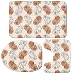 Cute Pomeranian Pattern Print 3 Piece Bath Mat Set