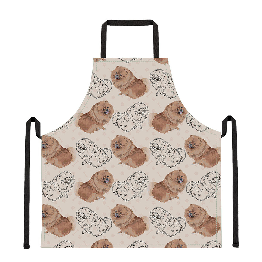 Cute Pomeranian Pattern Print Apron