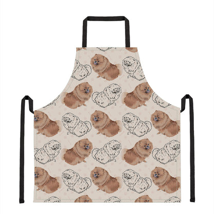 Cute Pomeranian Pattern Print Apron