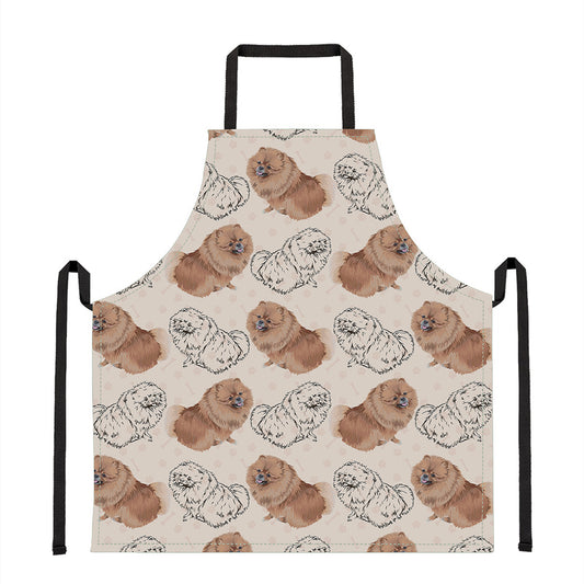 Cute Pomeranian Pattern Print Apron