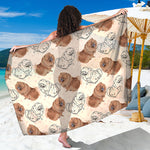 Cute Pomeranian Pattern Print Beach Sarong Wrap