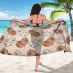 Cute Pomeranian Pattern Print Beach Sarong Wrap