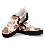 Cute Pomeranian Pattern Print Black Slip On Shoes