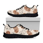 Cute Pomeranian Pattern Print Black Sneakers