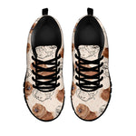 Cute Pomeranian Pattern Print Black Sneakers